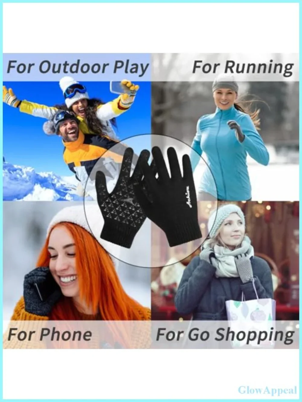 Winter Gloves Touch Screen Knit Anti-Slip Silicone 2-Pack Men Women